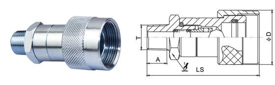 Carbon Steel Threaded Quick Connect , KZE-B NPT Thread High Pressure ...