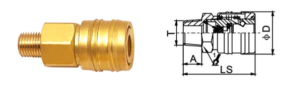 Swiss Type Air Quick Disconnect Couplings LAO Suitable For Restricted Space