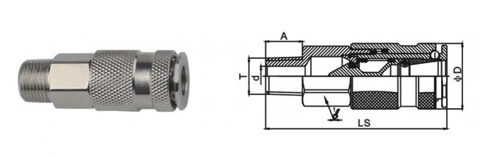 Nickle Plated Pneumatic Quick Connect Coupling In Brass LSQ-17 Rectus 17KA
