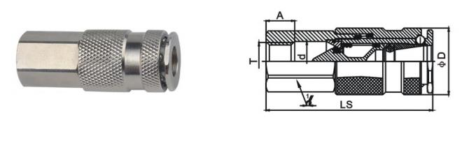 Nickle Plated Pneumatic Quick Connect Coupling In Brass LSQ-17 Rectus 17KA