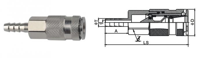 Nickle Plated Pneumatic Quick Connect Coupling In Brass LSQ-17 Rectus 17KA