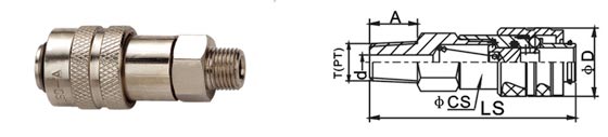 Light Weight Pneumatic Quick Disconnect Couplings , Air Line Quick Disconnect In Brass