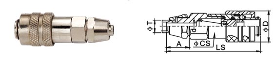 Light Weight Pneumatic Quick Disconnect Couplings , Air Line Quick Disconnect In Brass
