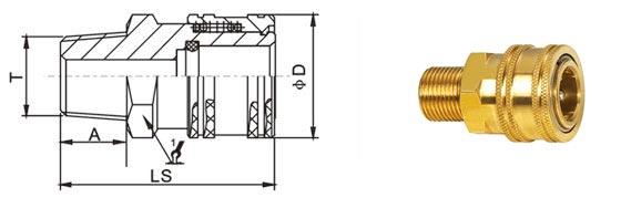 American Type High Flow Quick Connect Low Pressure Drop LST Hydraulic In SS304 / Brass
