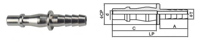 Single Shut - Off Pneumatic Quick Connect Coupling LSQ-19 Rectus 19KA In Brass
