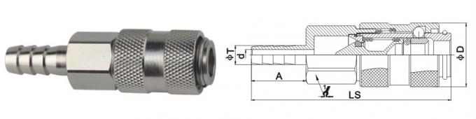 Single Shut - Off Pneumatic Quick Connect Coupling LSQ-19 Rectus 19KA In Brass