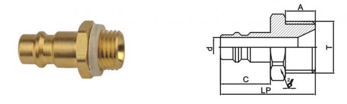 Automatic Pneumatic Quick Connect Coupling , Pneumatic Connectors In Brass Nickle Plated