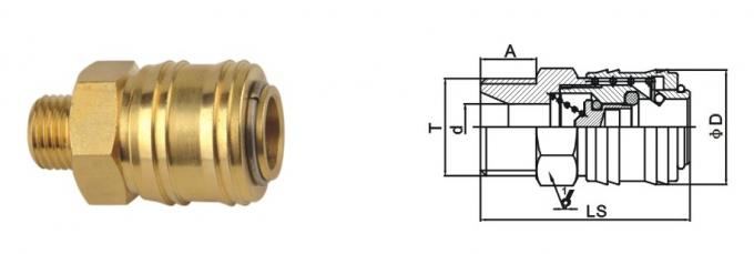 Automatic Pneumatic Quick Connect Coupling , Pneumatic Connectors In Brass Nickle Plated