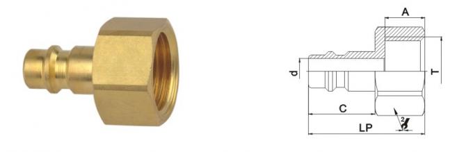 Automatic Pneumatic Quick Connect Coupling , Pneumatic Connectors In Brass Nickle Plated