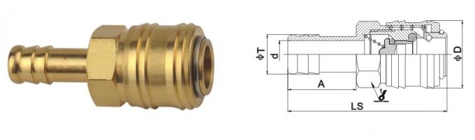 Automatic Pneumatic Quick Connect Coupling , Pneumatic Connectors In Brass Nickle Plated