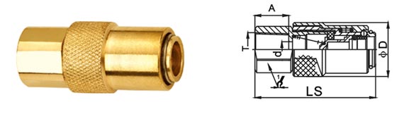 High Flow Pneumatic Quick Release Coupling , Mini Brass Quick Release Coupling