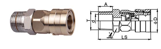 Flexible Durable Brass Quick Release Coupling LSQ-CC Use For Shipping Building