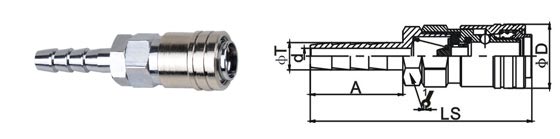 Korean Type Pneumatic Quick Release Coupling , LSQ-DD Nickle Plated Pneumatic Connectors