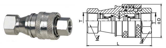 KZF Flat Face Hydraulic Fittings Female Thread Stainless Steel SS304 For Chemicals