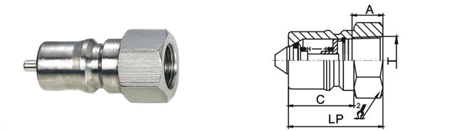 KZF Flat Face Hydraulic Fittings Female Thread Stainless Steel SS304 For Chemicals
