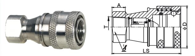 KZF Flat Face Hydraulic Fittings Female Thread Stainless Steel SS304 For Chemicals