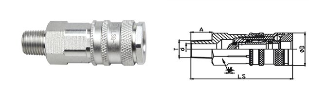 1.6 Mpa Pneumatic Quick Connect Coupling , LSQ-300 CEJN 300 Type Quick Connect Coupling