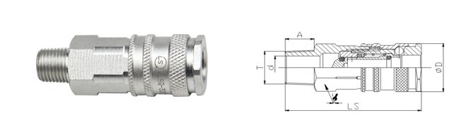 Chrome Three Pneumatic Quick Connect Coupling 1.6 Mpa LSQ-320 CEJN 320 Type
