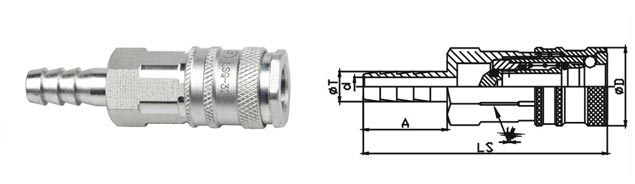 Chrome Three Pneumatic Quick Connect Coupling 1.6 Mpa LSQ-320 CEJN 320 Type