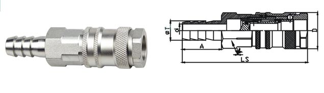 Reusable Pneumatic Air Connectors , 1.6 Mpa High Pressure Quick Connect Coupling