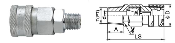 Manual Type Pneumatic Quick Disconnect Couplings , Chrome Three Air Quick Disconnect