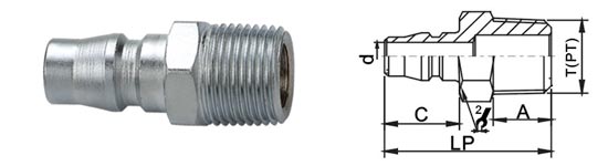 Manual Type Pneumatic Quick Disconnect Couplings , Chrome Three Air Quick Disconnect