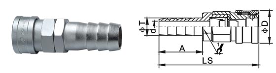 Chinese Type Pneumatic Quick Disconnect Couplings QKD-158 Chrome Plated