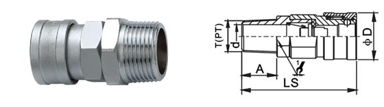Chinese Type Pneumatic Quick Disconnect Couplings QKD-158 Chrome Plated