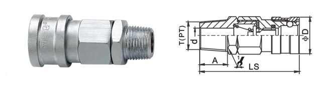 Small Type Pneumatic Quick Disconnect Couplings QKD-153 Chinese Standard Chrome Plated