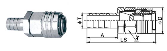 Semi - Automatic Type Pneumatic Quick Disconnect Couplings QKD-Z In Carbon Steel