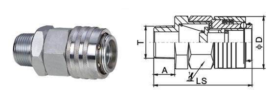 Semi - Automatic Type Pneumatic Quick Disconnect Couplings QKD-Z In Carbon Steel