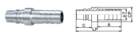 Semi - Automatic Type Pneumatic Quick Disconnect Couplings QKD-Z In Carbon Steel