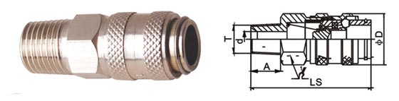 Straight Through Pneumatic Quick Disconnect Couplings , High Flow Quick Disconnect Air
