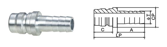 High Flow 3.5 Mpa Pneumatic Quick Disconnect Couplings QKD-T Non - Valve Type