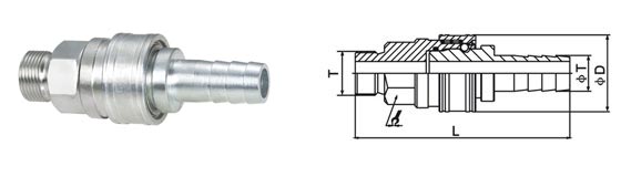 High Flow 3.5 Mpa Pneumatic Quick Disconnect Couplings QKD-T Non - Valve Type