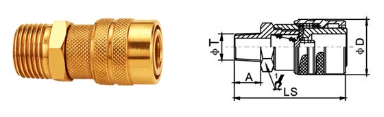 Nickle Plated Quick Disconnect Coupling LAM American Type ISO 6150B Standard